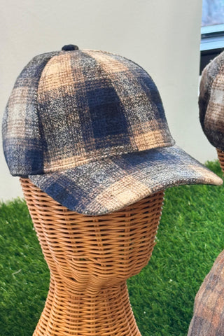 SHADOW PLAID CURVED BRIM BASEBALL CAP