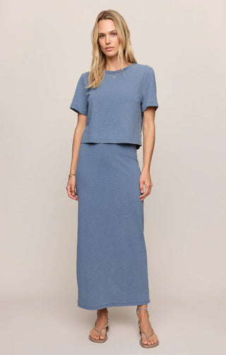 GAIL JERSEY DENIM MIDI SKIRT