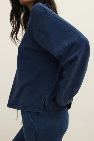 DELPHINE KNIT DENIM SWEATSHIRT