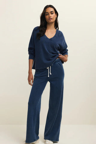 DELPHINE KNIT DENIM SWEATSHIRT