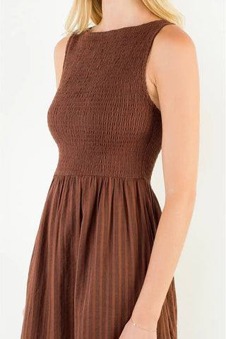 LILA SMOCKED MIDI DRESS