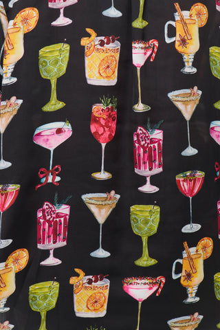 Pattern of colorful cocktails on a black background