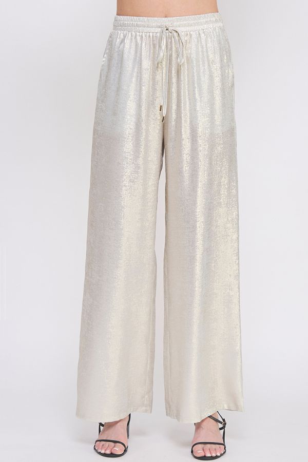Beige wide-leg pants on a white background