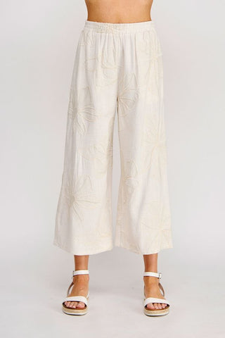 WILLOW FLORAL EMBROIDERED CROPPED PANT