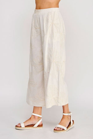 WILLOW FLORAL EMBROIDERED CROPPED PANT