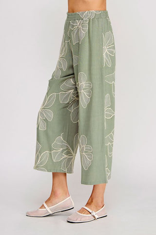 WILLOW FLORAL EMBROIDERED CROPPED PANT