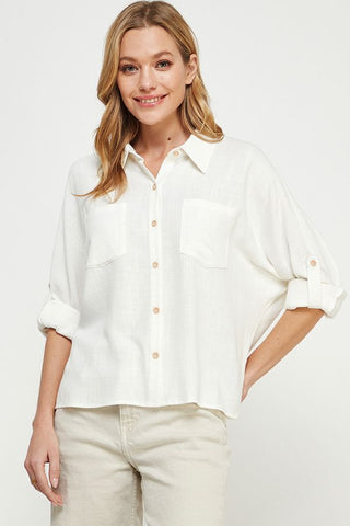 RELAXED DOLMAN BUTTON FRONT SHIRT