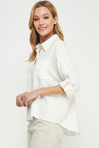 RELAXED DOLMAN BUTTON FRONT SHIRT