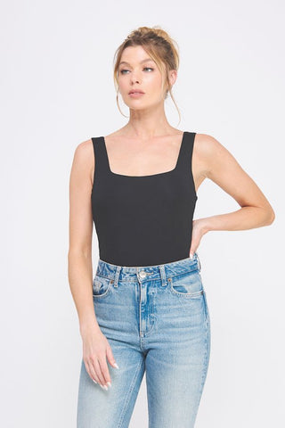 SQUARE NECK VISCOSE KNIT BODYSUIT
