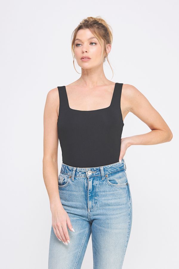 SQUARE NECK VISCOSE KNIT BODYSUIT