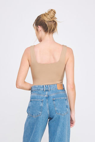 SQUARE NECK VISCOSE KNIT BODYSUIT