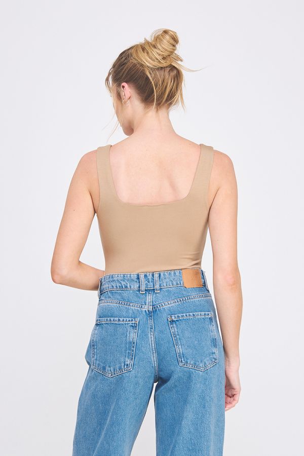 SQUARE NECK VISCOSE KNIT BODYSUIT