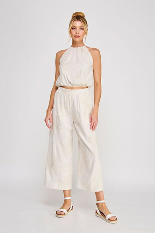 WILLOW FLORAL EMBROIDERED CROPPED PANT