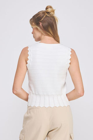 POINTELLE KNIT BUTTON UP VEST