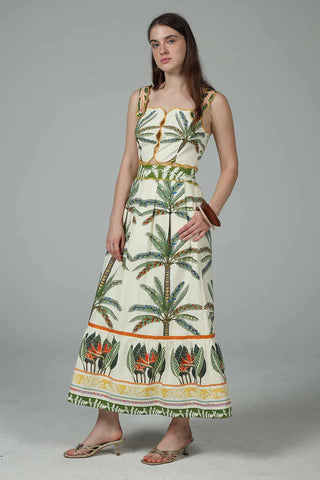 SYDNEY TROPICAL PRINT CUTOUT MIDI DRESS