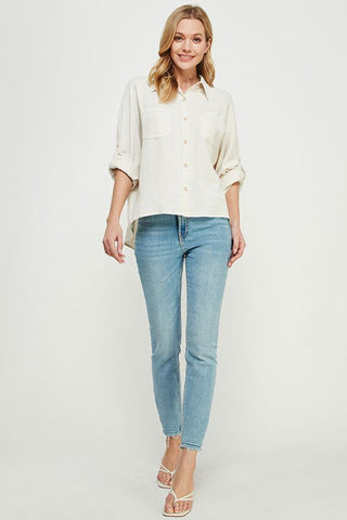 RELAXED DOLMAN BUTTON FRONT SHIRT