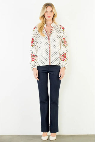 POPPY DOT EMBROIDERED BLOUSE