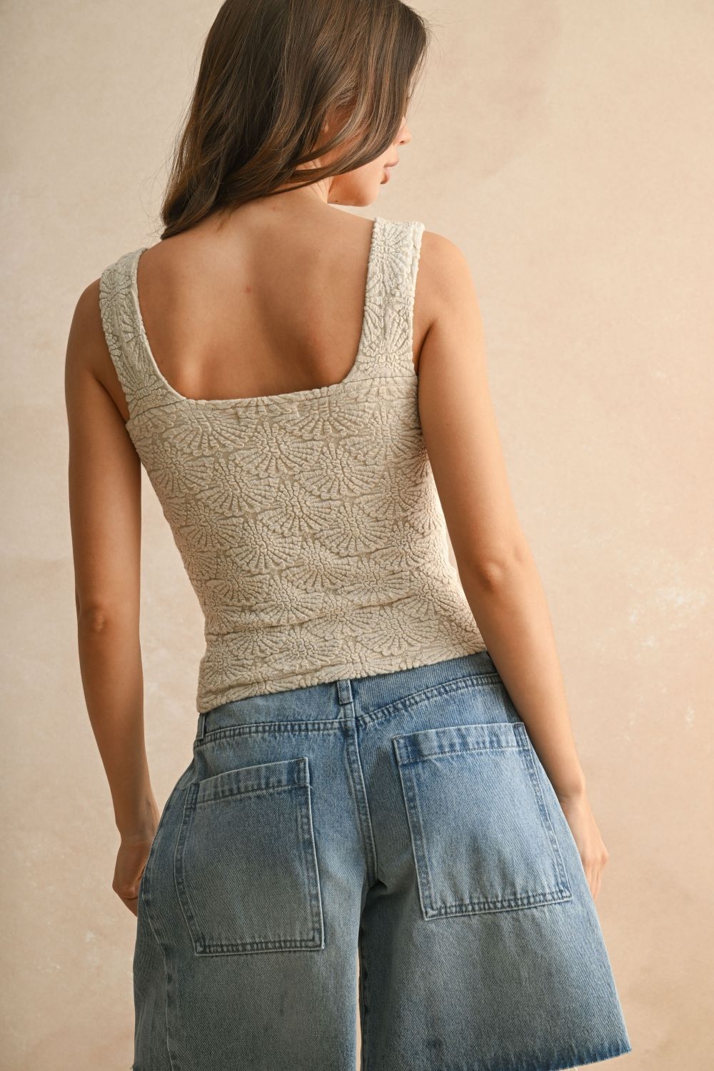WASHED LOOK DETAIL TEXTURED KNITTED TOP