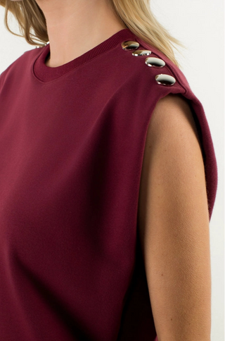 RUBY TOP SLEEVELESS BUTTON SHOULDER