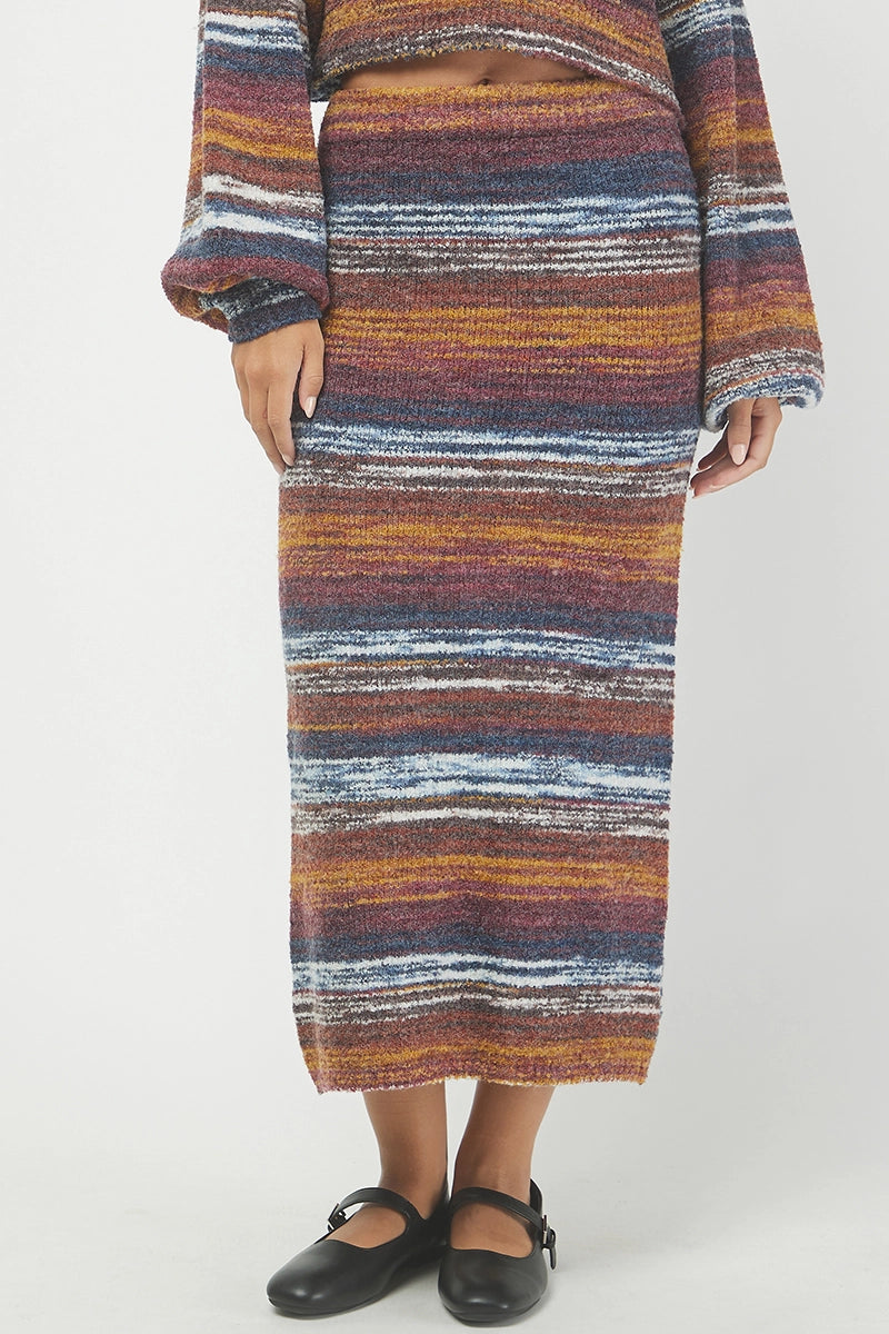 SPACE DYE BOUCLE SWEATER MIDI SKIRT