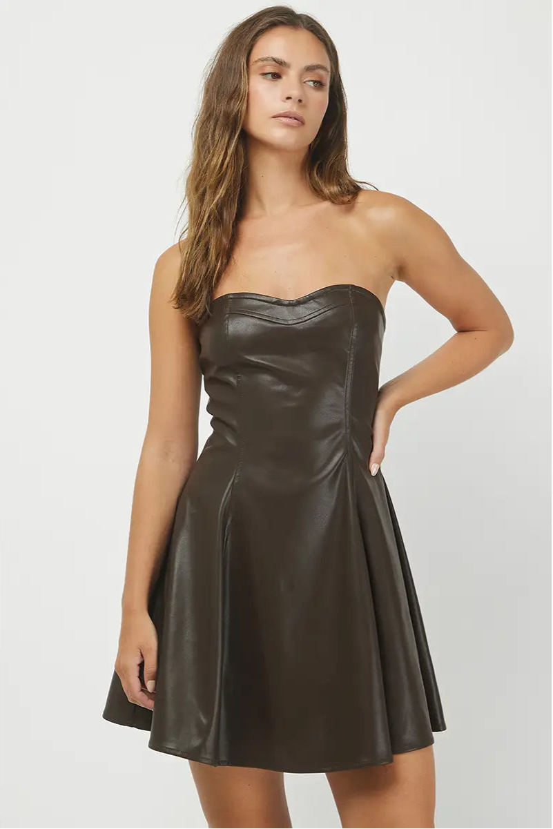 JULIETTE FAUX LEATHER MINI DRESS