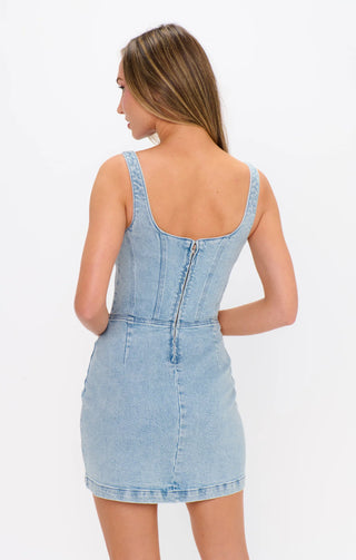 corset mini dress back view