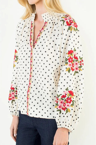 POPPY DOT EMBROIDERED BLOUSE