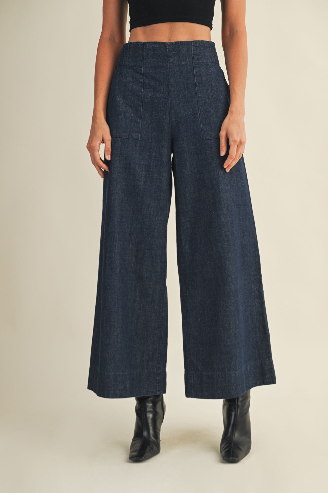 BACK BANDING DENIM PANTS
