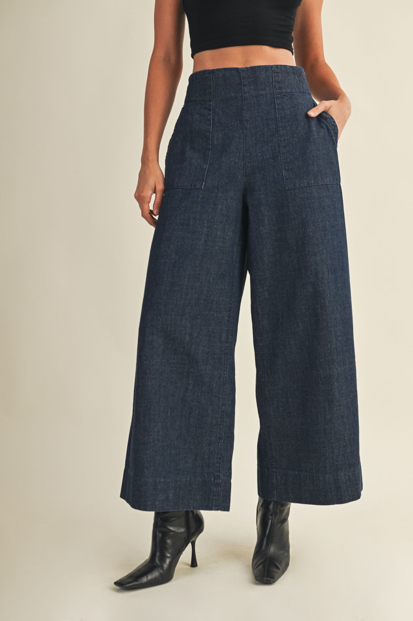 BACK BANDING DENIM PANTS