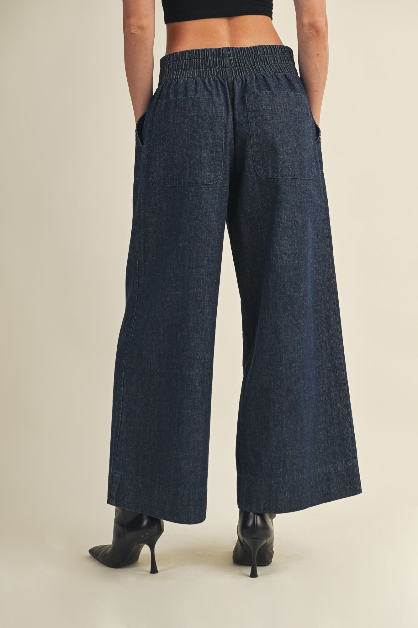 BACK BANDING DENIM PANTS