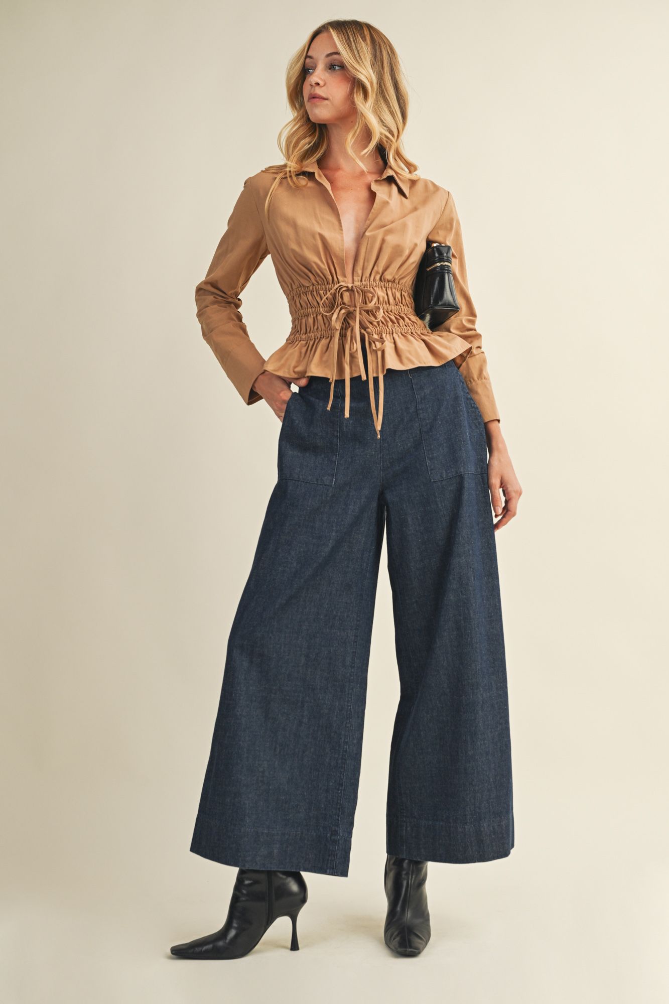 BACK BANDING DENIM PANTS