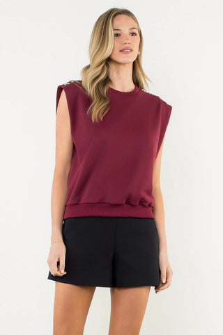 RUBY TOP SLEEVELESS BUTTON SHOULDER