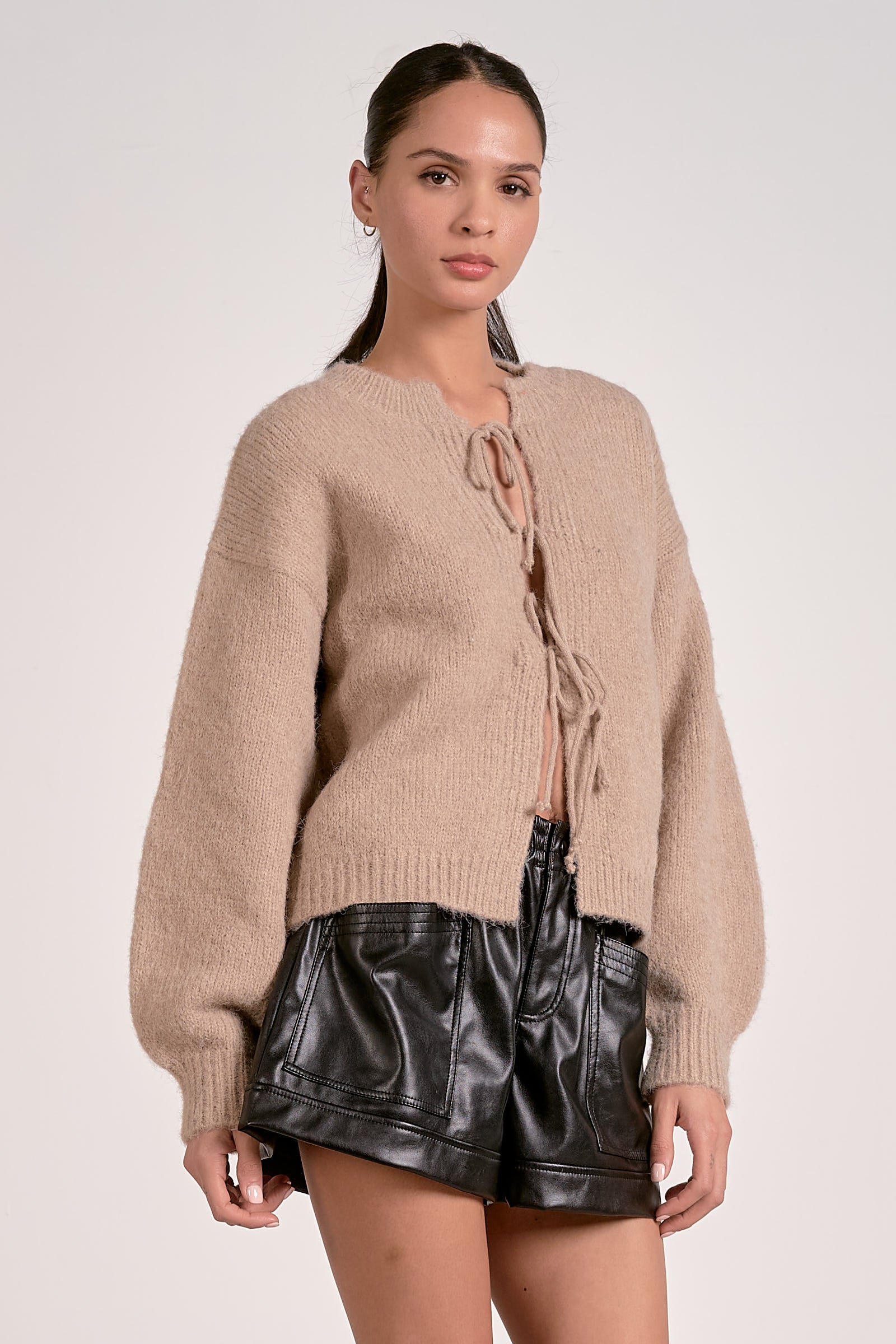 FRONT-TIE SWEATER CARDIGAN