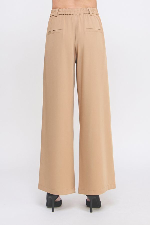 Beige wide-leg pants on a white background