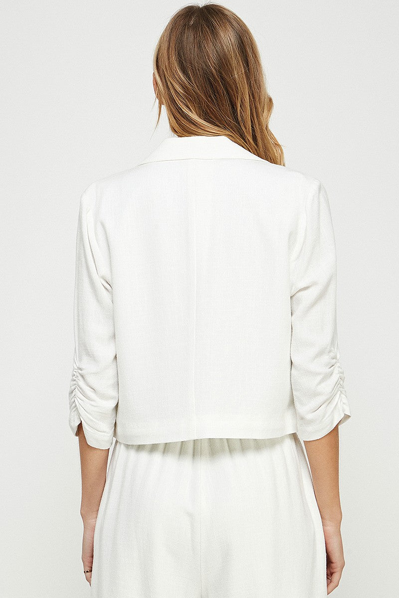LINEN OPEN CROP BLAZER
