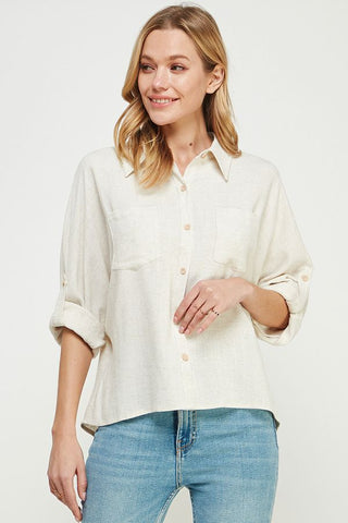 RELAXED DOLMAN BUTTON FRONT SHIRT