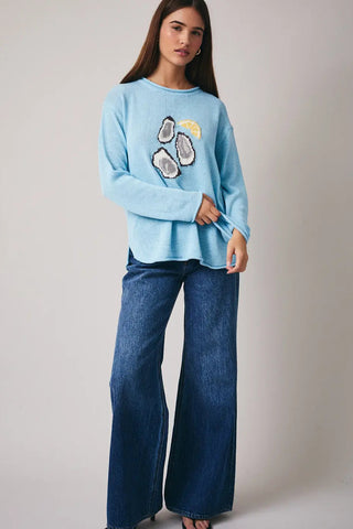 ROUND NECK LONG SLEEVE OYSTER SWEATER
