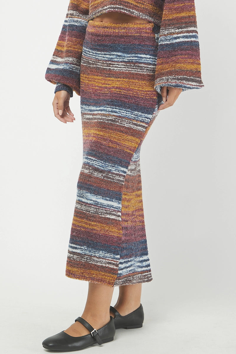 SPACE DYE BOUCLE SWEATER MIDI SKIRT