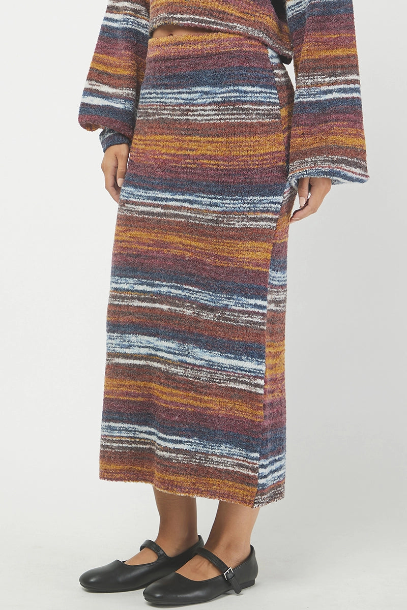 SPACE DYE BOUCLE SWEATER MIDI SKIRT
