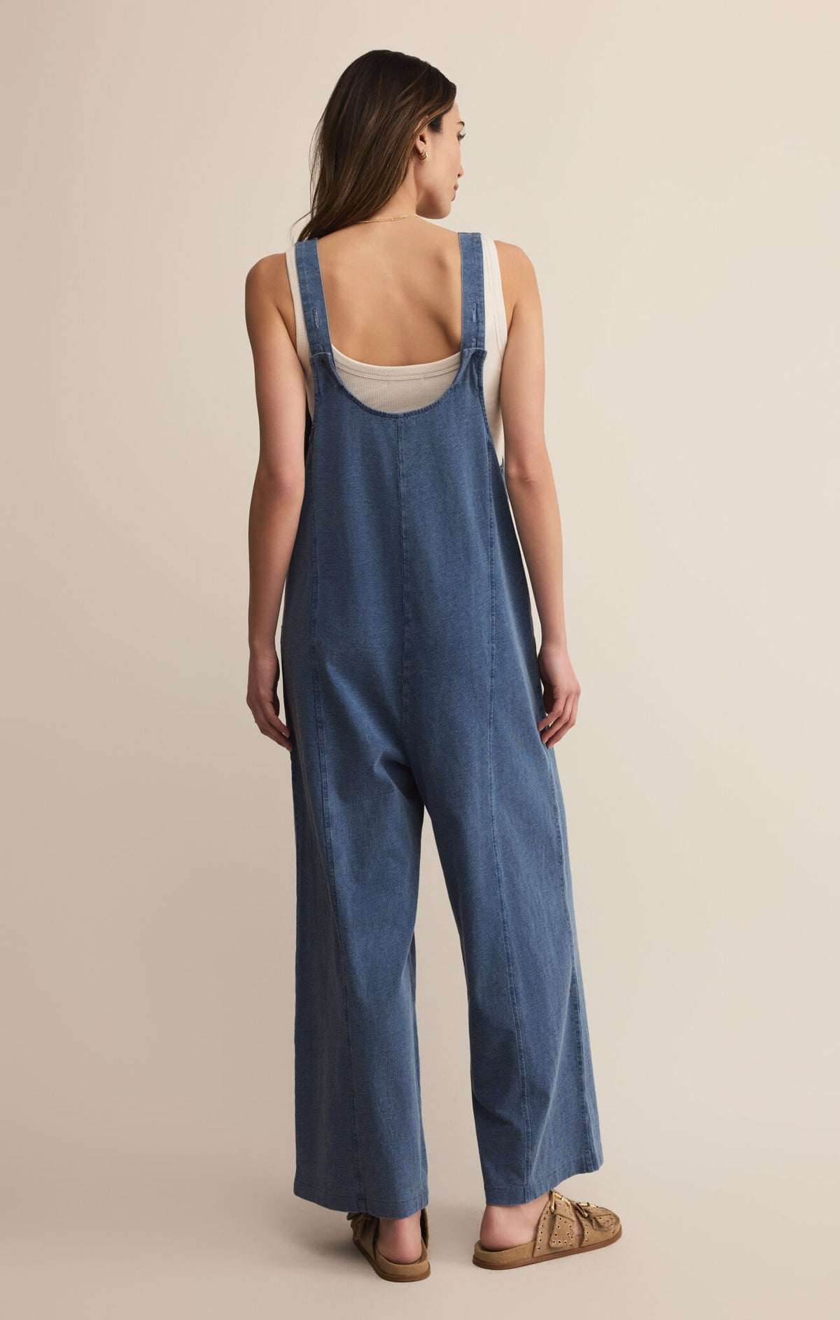 Fabric detail of Everyday Jersey Denim Jumpsuit