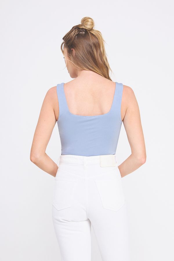 SQUARE NECK VISCOSE KNIT BODYSUIT