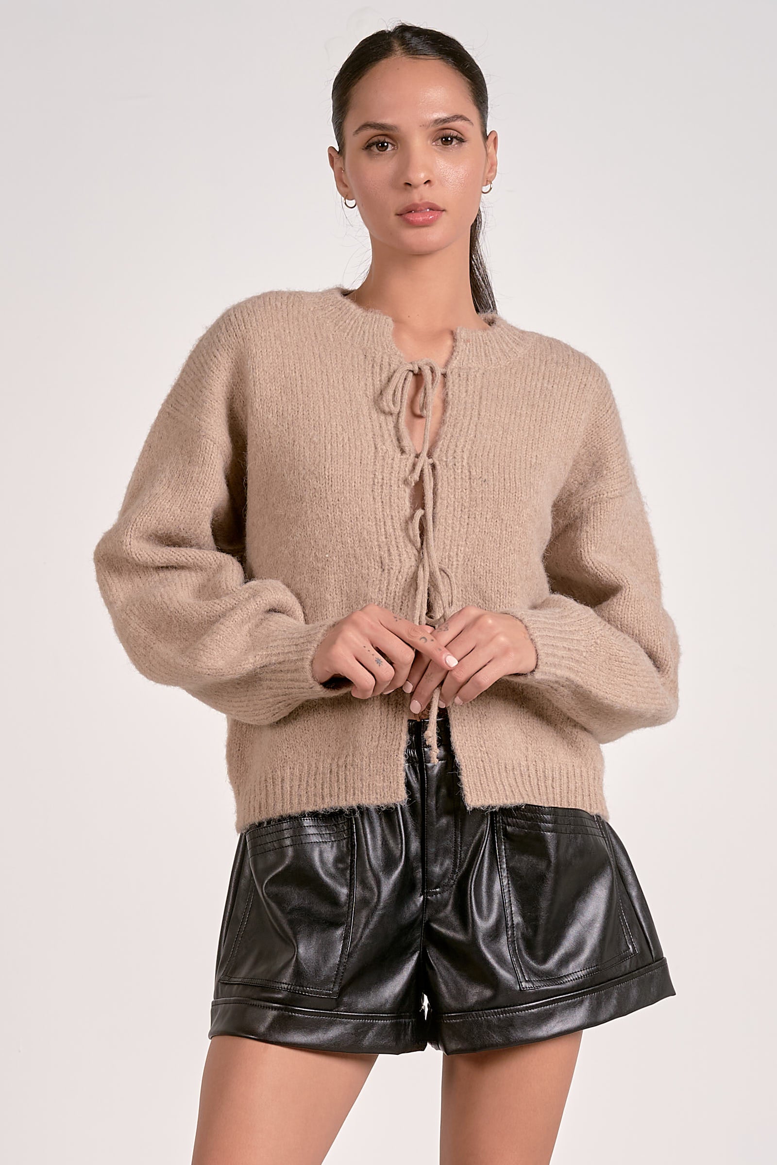 FRONT-TIE SWEATER CARDIGAN