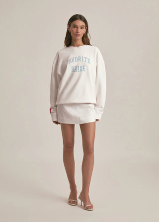 THE FAVORITE BRIDE SWEATSHIRT styled for a chic bridal look STMT BOUTIQUE 