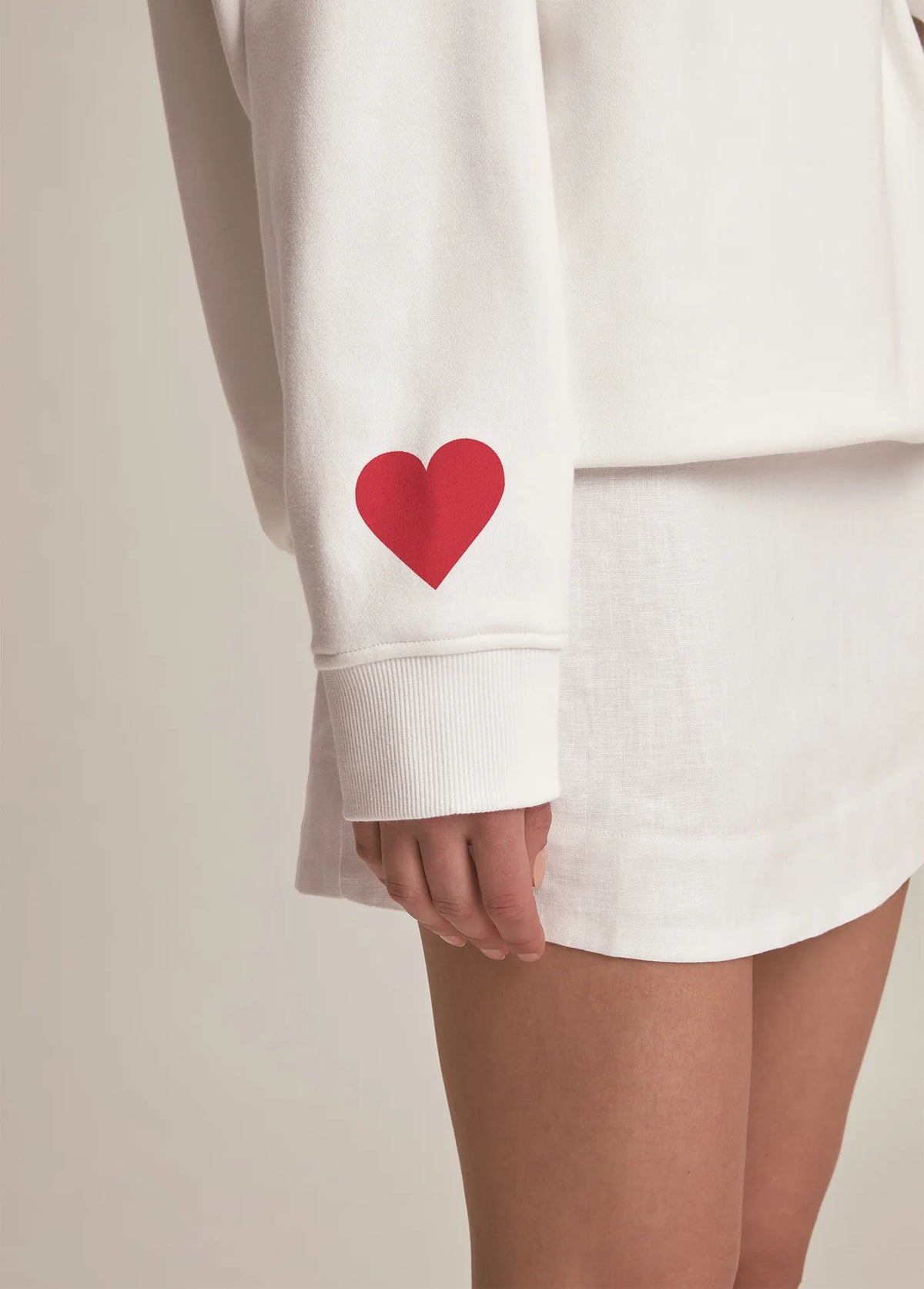 Close-up view of soft premium cotton fabric of bride sweatshirt