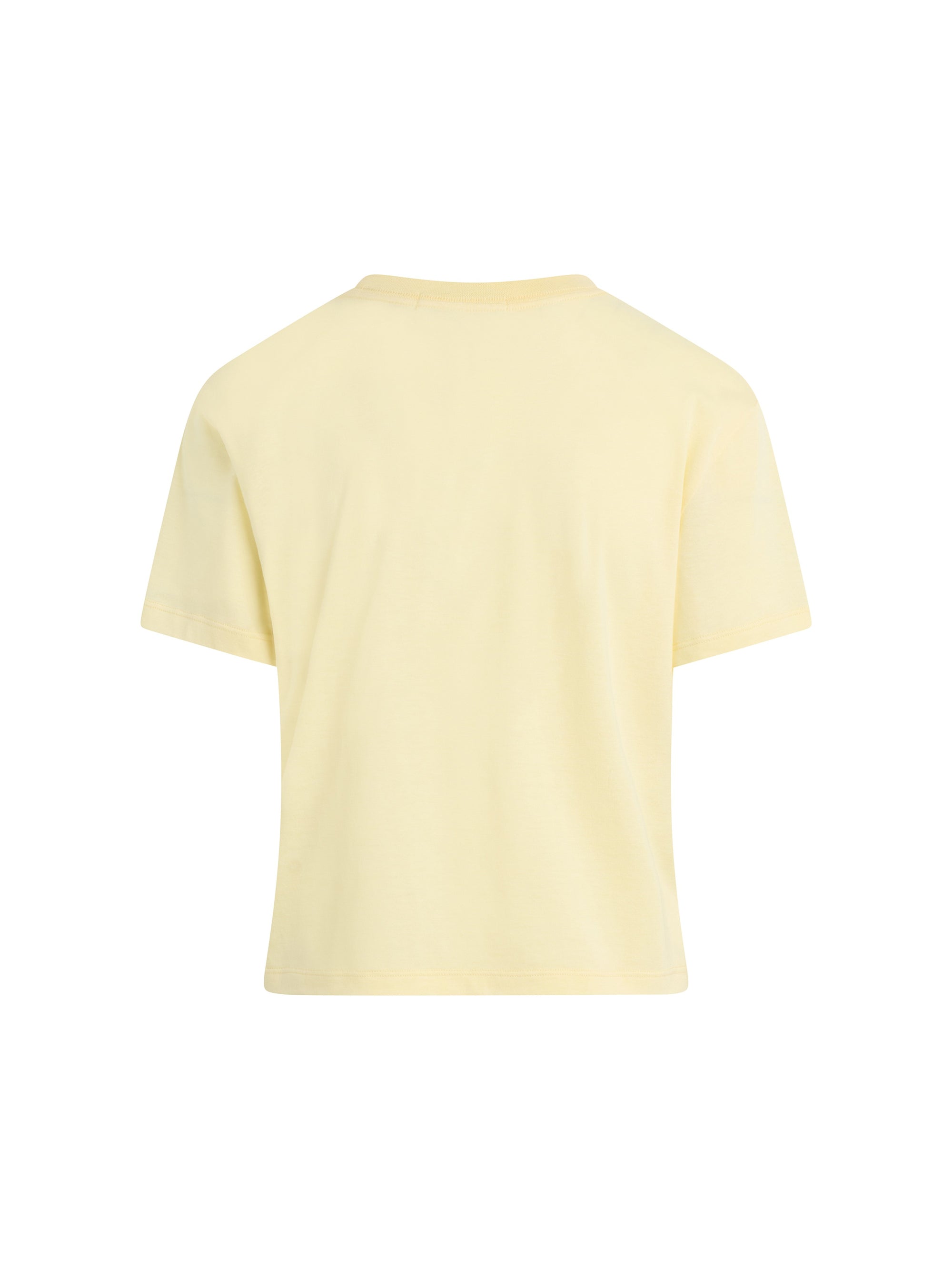 A yellow cropped t-shirt with 'FAVORITE DAUGHTER' printed in blue text on the chest area.