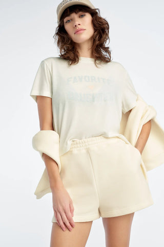 THE CROPPED FAVORITE DAUGHTER TEE GARDENIA & LIGHT SAG