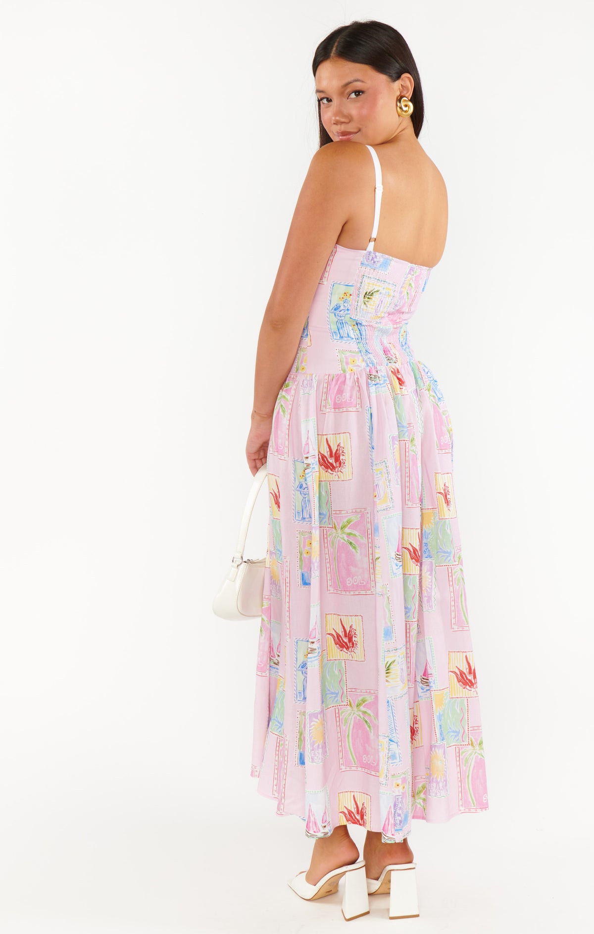 hepburn midi dress linen back view