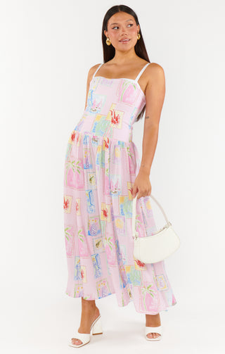 hepburn midi dress linen front view breezy fit