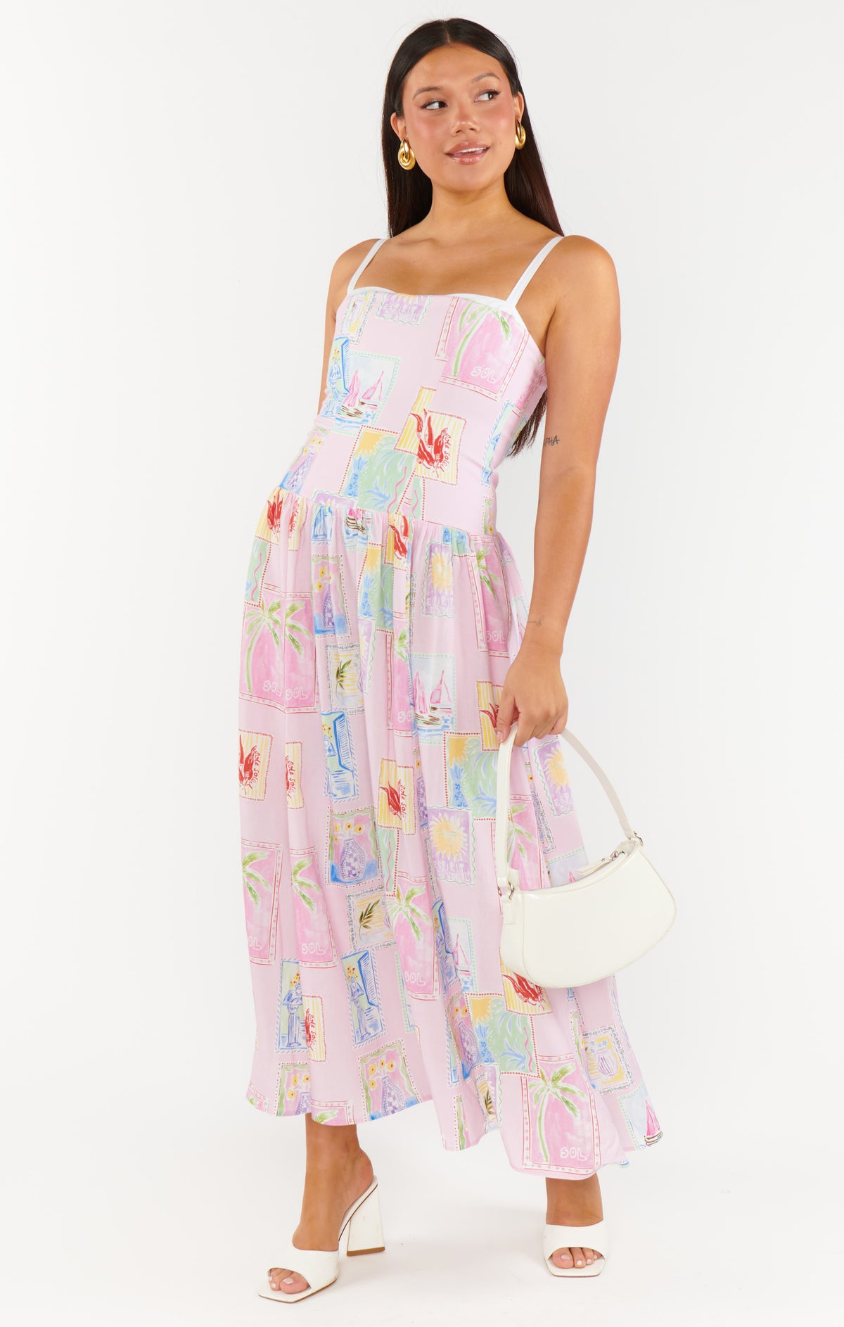 hepburn midi dress linen front view breezy fit