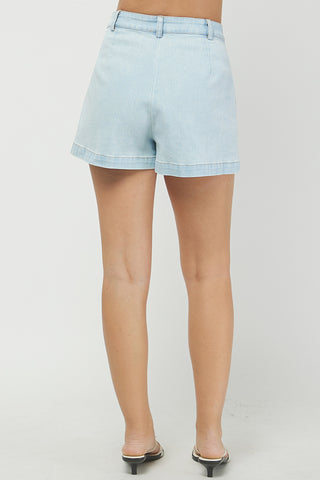 high-waisted pleated shorts back view